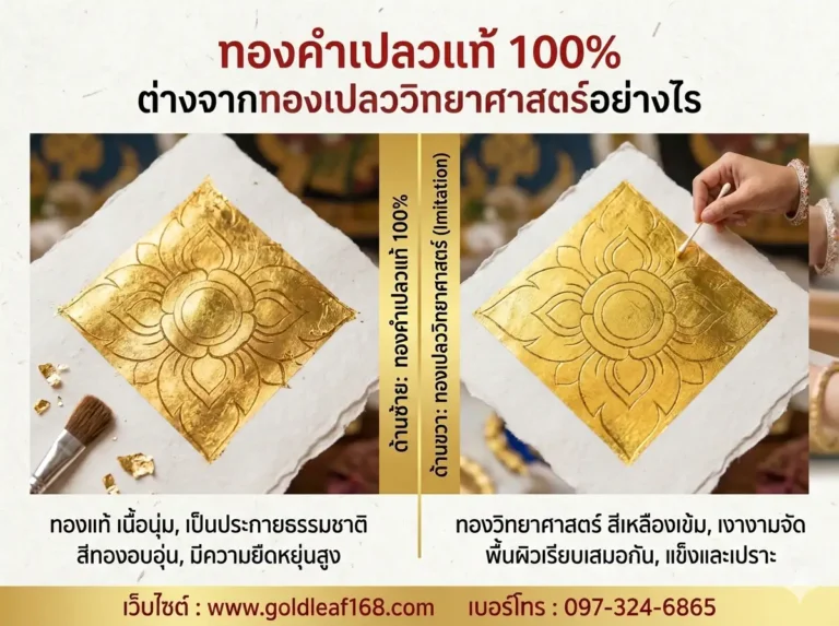 ทองคำเปลวแท้ 100% ต่างจากทองเปลววิทยาศาสตร์อย่างไร
